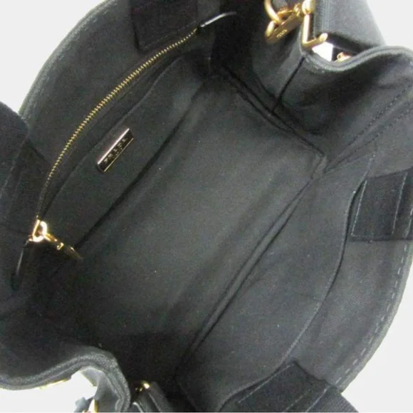 Prada Canapa Black Tote with front Embroidered Brand Logo w/  Authenticity card - Picture 7 of 16